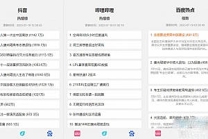 抖音、百度、哔哩哔哩热搜热榜单页的HTML源码下载